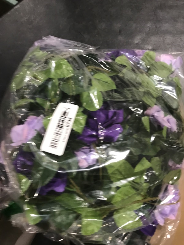 Photo 1 of Kisflower 3Pack Artificial Rose Flower Garland, 23.7FT Fake Vines Silk Flowers Hanging Rose Ivy for Wedding Arch Decorations Room Party Home Garden Hotel Office Wall Decor (Purple)