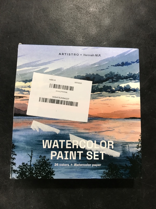 Photo 1 of ARTISTRO x HANNAH M.P Professional Watercolor Paint Set Limited Edition with 24 colors in Bamboo Wooden Box (6ml XL Pans) - 2 Brushes, Watercolor Paper, Mixing Tray - Watercolor Set for Professionals made by professionals