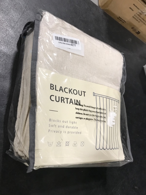 Photo 1 of 100% Blackout Shield Linen Blackout Curtains for Bedroom 84 Inches Long, Back Tab/Rod Pocket Living Room Drapes, Thermal Insulated Blackout Curtains 2 Panels Set, 50" W x 84" L, Cream