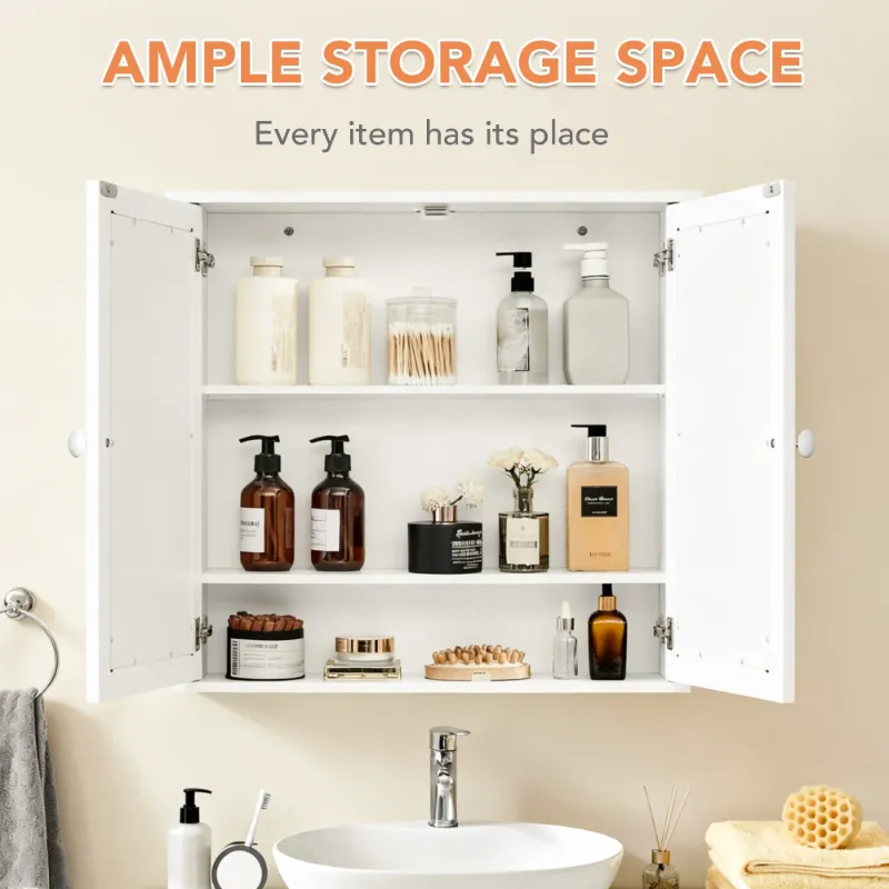Photo 1 of **MISSING HARDWARE**Dalattin Bathroom Medicine Cabinet, Storage Cabinet Wall Mounted with Mirror Doors & Shelves