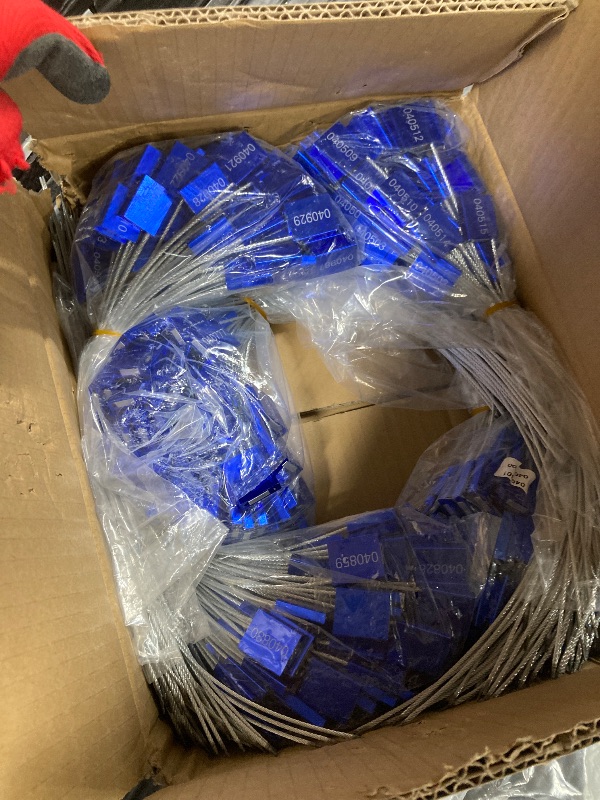 Photo 2 of Leadseals(R) 500 Blue Steel Cable Seals Metal Security Tag Numbered Truck Trailer Seal Anti-Tamper Pull-Tite Security Seal Aluminum Body Transport Shipping Seal Self-Locking Safety Ties ISO 17712