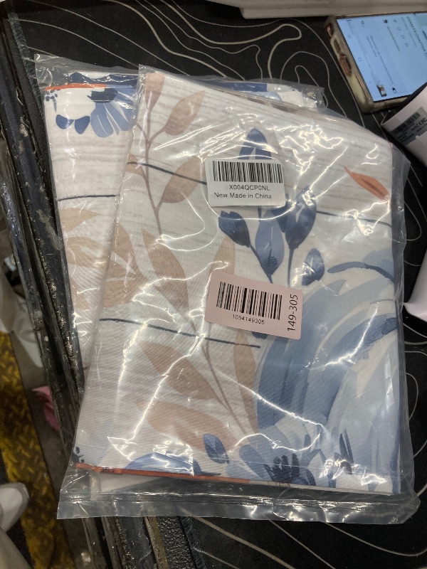 Photo 1 of *****2 piece*****Fall Curtain Valance for Windows Blue Pumpkin Rod Pocket Valance Window Treatments Leaves Floral Wood Grain Thanksgiving Holiday Short Curtains for Kitchen Windows Living Room Bedroom Decor 54x18in