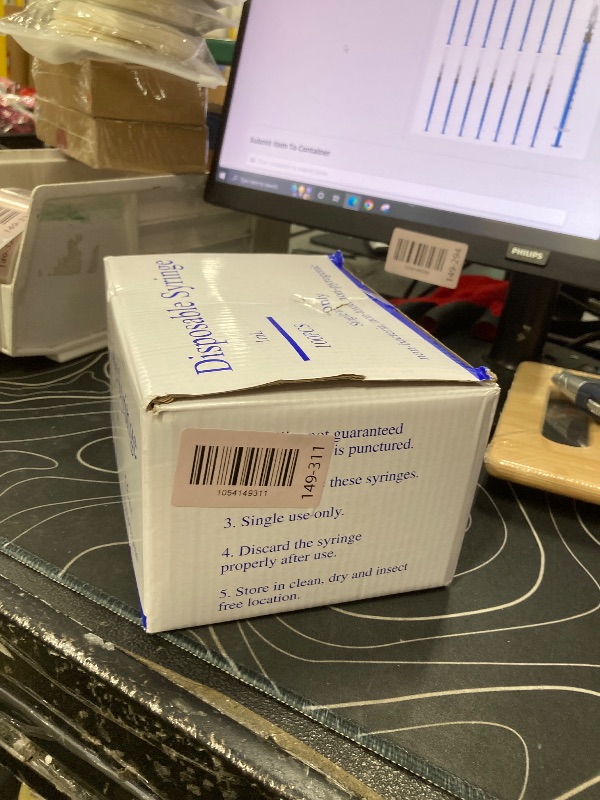 Photo 1 of 100 Pack 1ml/cc Lab Syringes with 27Ga 1/2 Inch(13mm) Needle, Disposable Individually Wrapped for Scientific Labs, Feeding Small Animals, Dispensing, Applicator, Watering