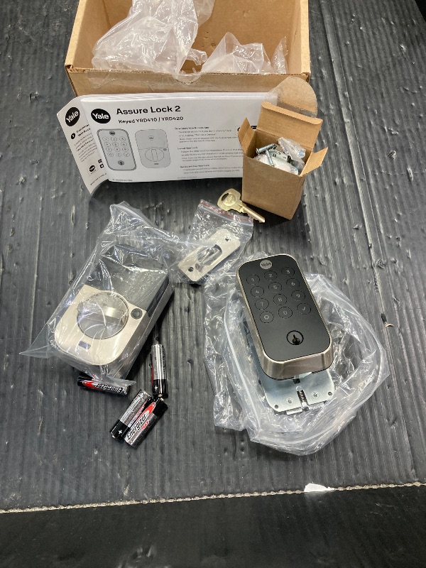 Photo 1 of ***YOU WILL HAVE TO CALL MANUFACTURER TO GET ACCESS TO UNIT***Yale Security Assure Lock 2 Deadbolt, Satin Nickel Keyed Smart Entry Door Lock with Wi-Fi Connected Keypad for Code Entry and Remote Access, YRD410-WF1-619***YOU WILL HAVE TO CALL MANUFACTURER 