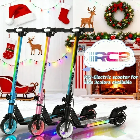 View 1 of *PINK*
RCB Electric Scooter for Kids,Max Speed 9.3 mph,6.5 Miles Range,Rainbow LED Lights&Display,Foldable&Porta
