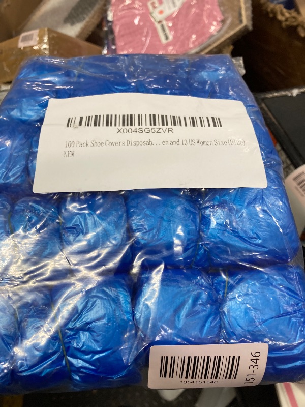 Photo 1 of 100 Pack Shoe Covers Disposable for Indoors, Fits Up To 11 US Men and 13 US Women Size(Blue)