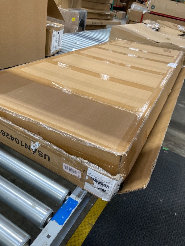 Photo 1 of  Queen Bed Frame, Velvet Upholstered Platform Bed with Adjustable Vertical Channel Tufted Headboard, Mattress Foundation with Strong Wooden Slats, Box Spring Optional, Easy Assembly, Off-White