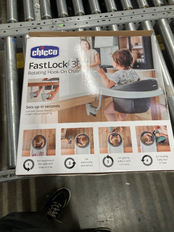 Photo 1 of Chicco FastLock 360 Rotating Hook-On High Chair, Portable High Chair for Babies and Toddlers, Sets up in Seconds | Charcoal/Grey