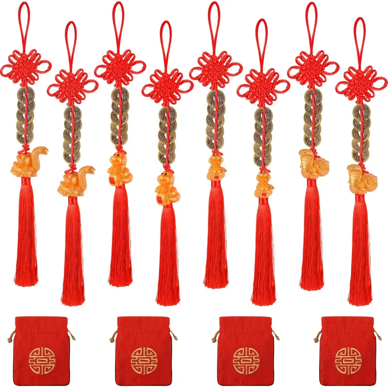View 1 of 12 Pcs Chinese New Year Horse Bulk Decorations Lunar New Year 2026 Red Tassel Ornaments with Wealth Success Good Luck Hanging Decorations for Gifts Home Decor