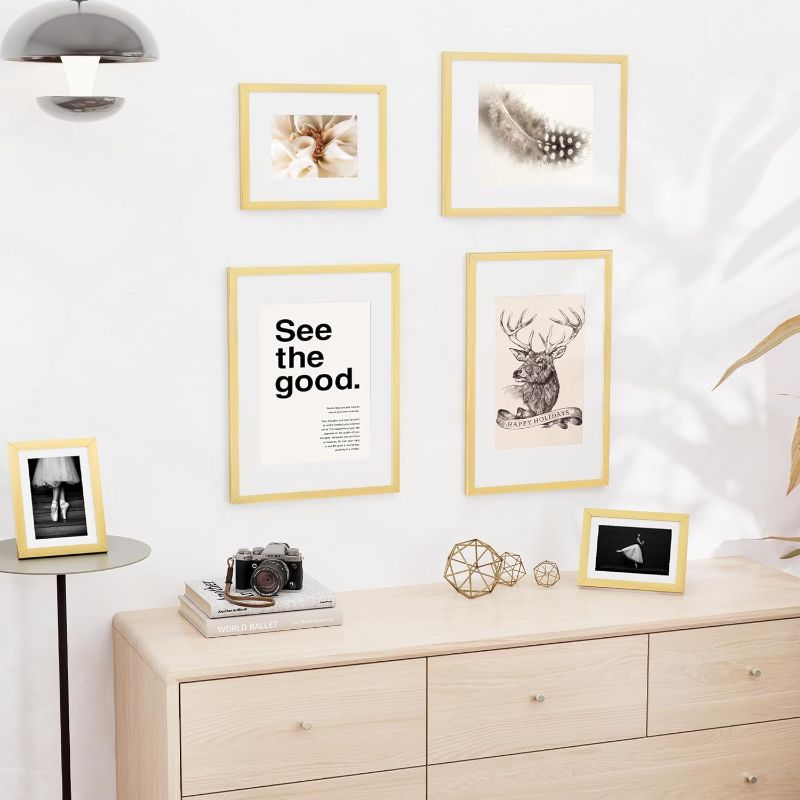 Photo 1 of  Photo Frames with  Removable Mat - High Definition Plexiglass - Vertical and Horizontal Display - Wall Hanging Frame 