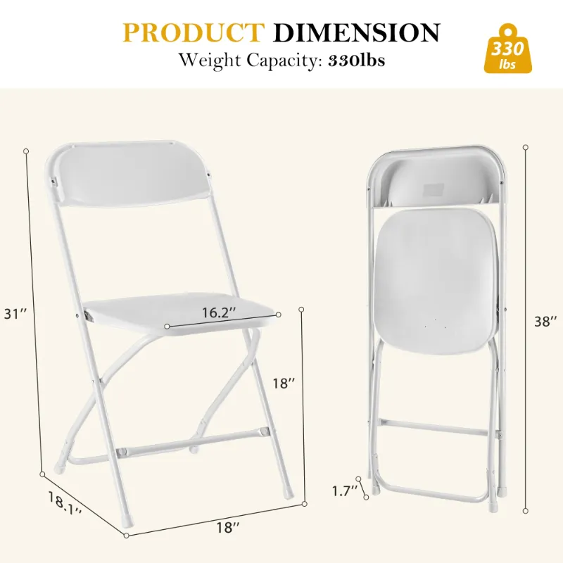 Photo 1 of **6 CHAIRS HAVE CRACKS OR CHIPS ON TOP/4 ARE IN GOOD CONDITION**CONCETTA Plastic Folding Chair Set of 10, 330LB Load Capacity Lightweight for Indoor/Outdoor, White