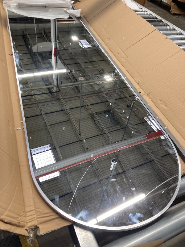 Photo 1 of ***SMALL SCRATCHES IN MIDDLE OF MIRROR***Rowjut Floor Mirror Arched Full Length Mirrors, Mirror Full Length Standing Hanging or Leaning Against Wall, 59"x18" Large Full Body and Wall Mounted Mirror for Bedroom Living Room, Silver***SMALL SCRATCHES IN MIDD