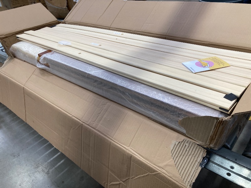 Photo 1 of Full/ QUEEN Size Bed Frame with Slatted Headboard, Solid Wood Platform ,No Box Spring Needed, Easy Assembly, Walnut