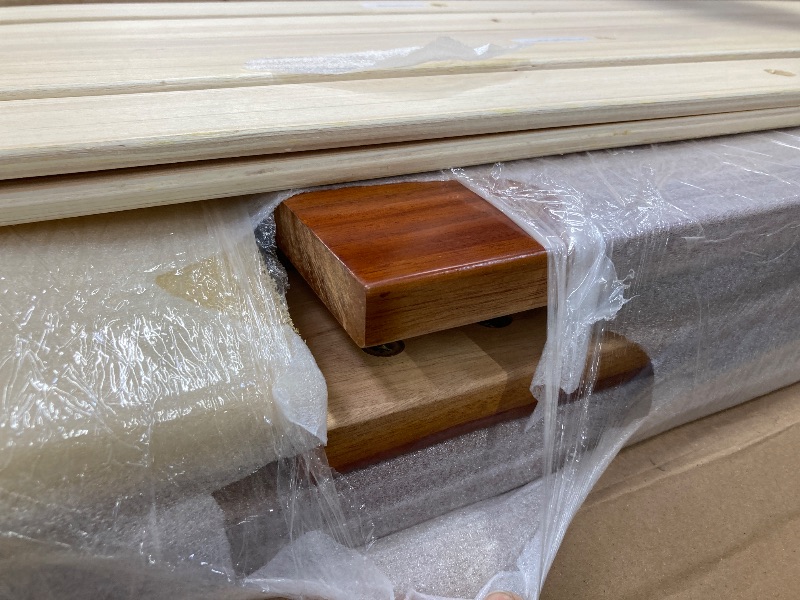 Photo 1 of Full/ QUEEN Size Bed Frame with Slatted Headboard, Solid Wood Platform ,No Box Spring Needed, Easy Assembly, Walnut