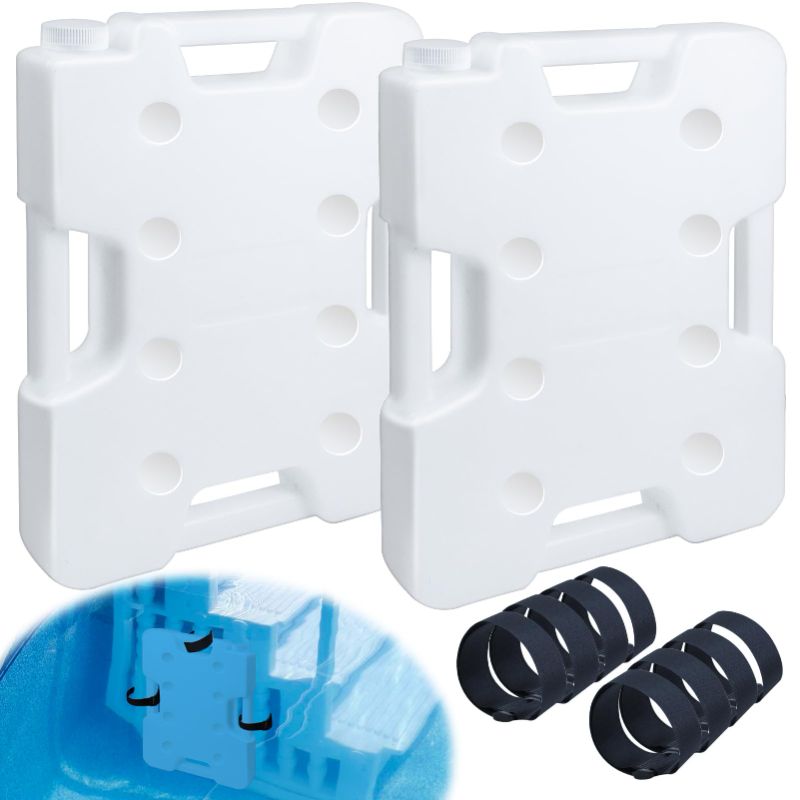 Photo 1 of ***(MISSING PARTS -SELLING AS IS)*** 
2 Pack Swimming Pool Ladder Weights for Above Ground Pools, Plastic Pool Step Weights Removable Stair Weights Anchor Container 52lbs for Easy Step System