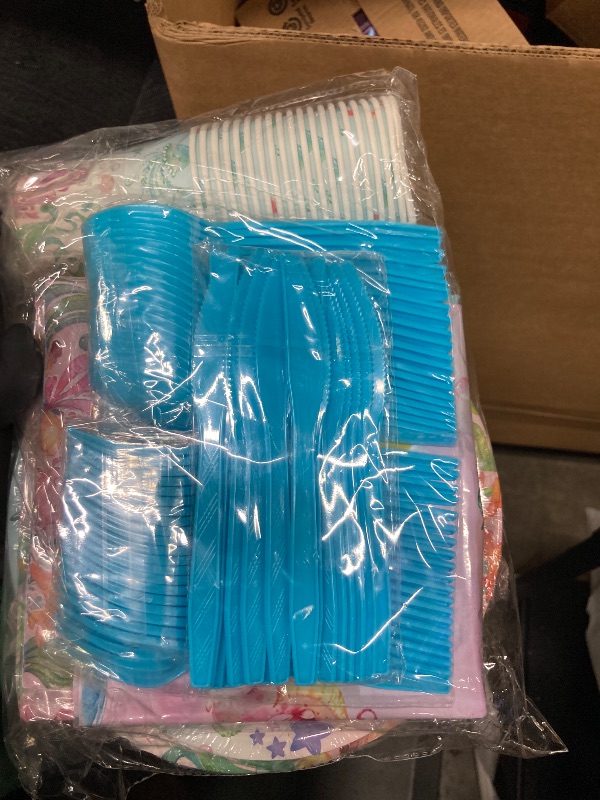 Photo 1 of 143Pcs Under the Sea Party Supplies Set - Ocean Theme Plates, Cups, Napkins, Tablecloth, Banner, and Cutlery for Birthday or Baby Shower (Serves 20 Guests)