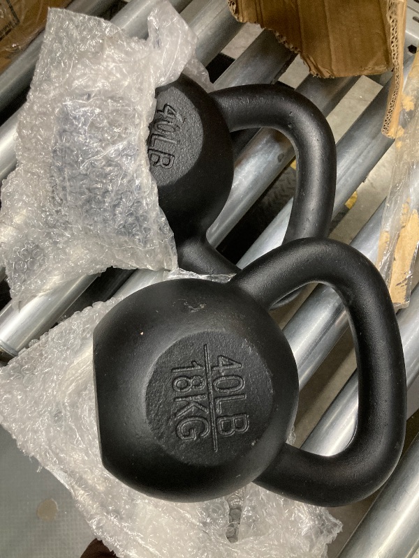 Photo 1 of Yes4All Powder Coated Kettlebell, 40 lb 18KG Cast Iron Core Kettlebells with Non-Slip Handle & Flat Bottom for Conditioning, Heavy Duty for Strength Training - Pair