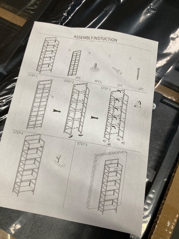Photo 1 of ***reference***OTK 6 Tier Adjustable Bookshelf, Tall Bookcase, Office Shelf Storage Organizer, Modern Book Shelf for Living Room, Bedroom, and Home Office, Black
