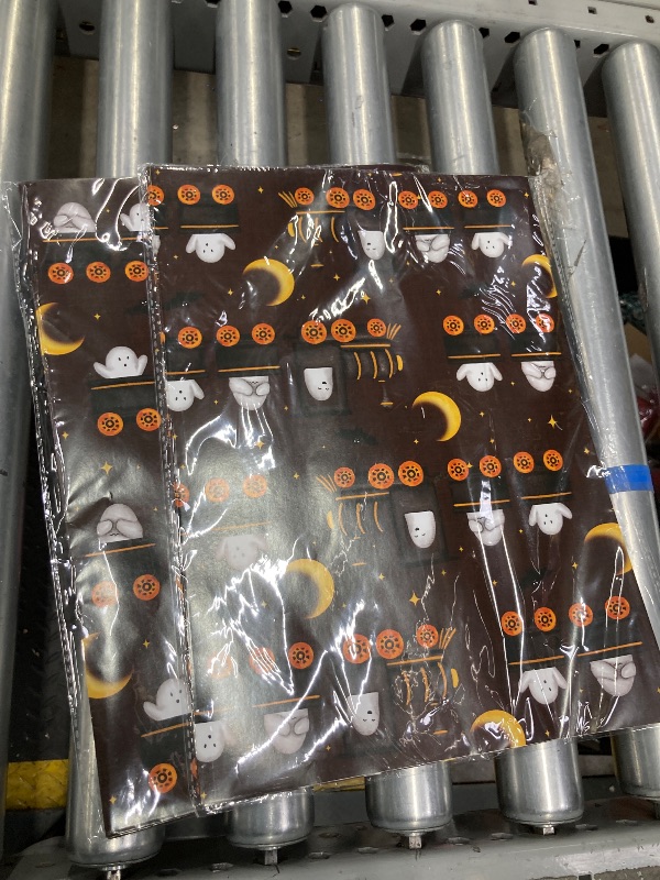 Photo 1 of ***2 PACK***SaringSwoon Halloween Train Wrapping Paper for Kids Adults - Spooky Ghost Gift Wrap With Bats Moon Design for Trick or Treat, Birthday, Party Decorations - 28×40 Inches, 4 Jumbo Folded Sheets