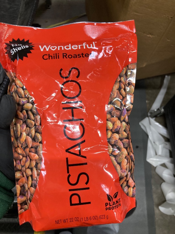 Photo 1 of ***01 APR 2026***Wonderful Pistachios No Shells, Chili Roasted Nuts, 22 Ounce Resealable Bag, Protein Snacks, Gluten Free, Healthy Snack, Vegan Snacks