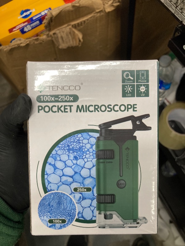 Photo 1 of 100x-250x Pocket Microscope for Kids Adults, Protable Handheld Miniscope, Mini Microscope Kit for Kids Adults Home School Lab Biology Science Education, Green