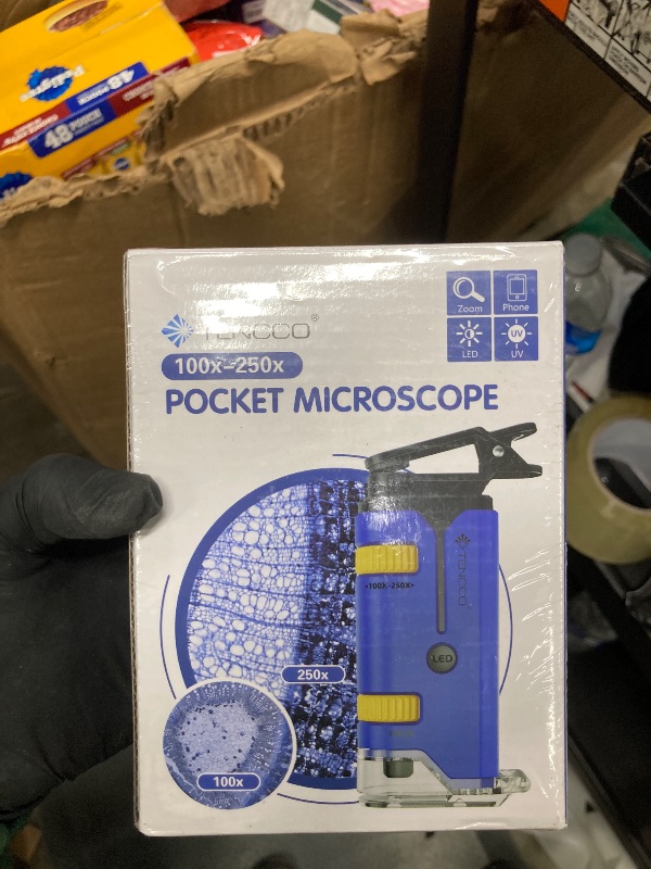 Photo 1 of 100x-250x Pocket Microscope for Kids Adults, Protable Handheld Miniscope, Mini Microscope Kit for Kids Adults Home School Lab Biology Science Education, Blue