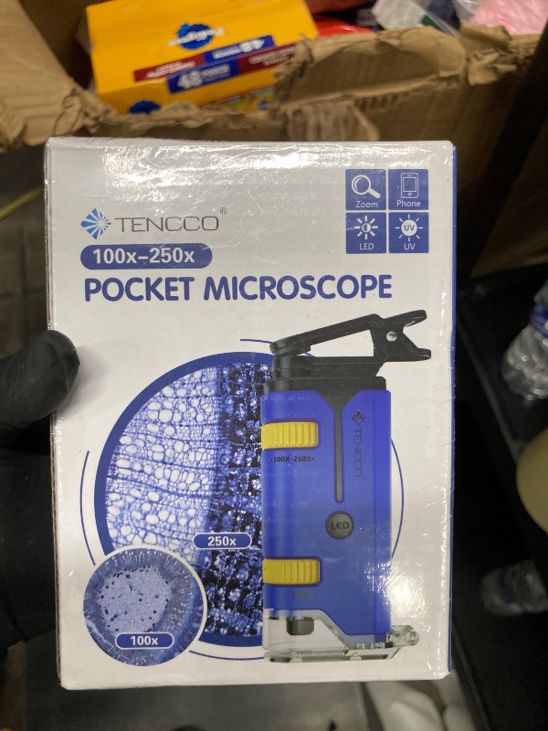 Photo 1 of 100x-250x Pocket Microscope for Kids Adults, Protable Handheld Miniscope, Mini Microscope Kit for Kids Adults Home School Lab Biology Science Education, Blue