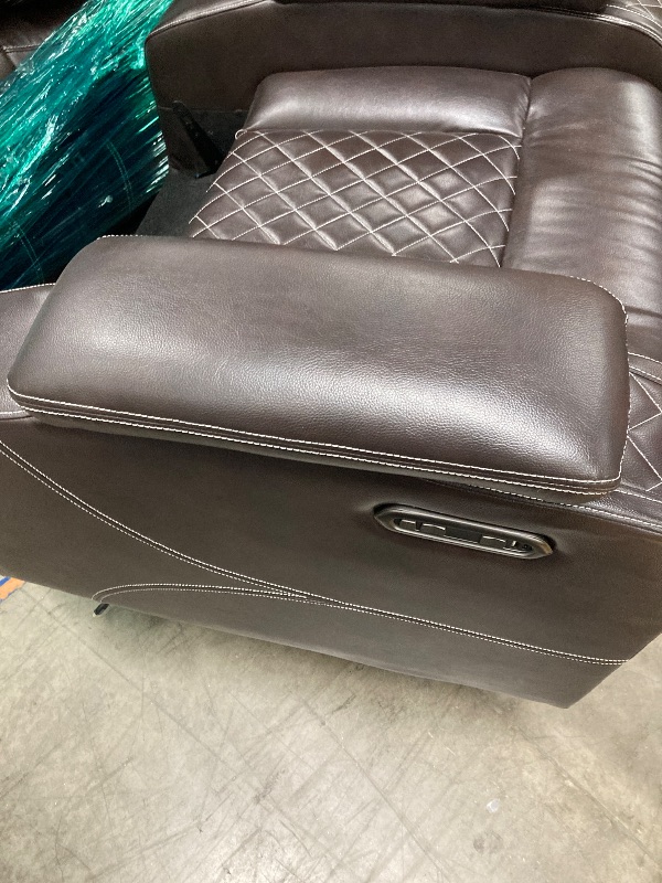 Photo 1 of ***PARTS ONLY SELLING AS IS*** Faux Leather Reclining Living Room Furniture Set, Included Single Recliner Chair and Manual Loveseat Sofa, Brown   ***(SOME SCUFFS/SCRATCHES, NOT IN BOX, NOT IN ORIGINAL PACKAGING )***