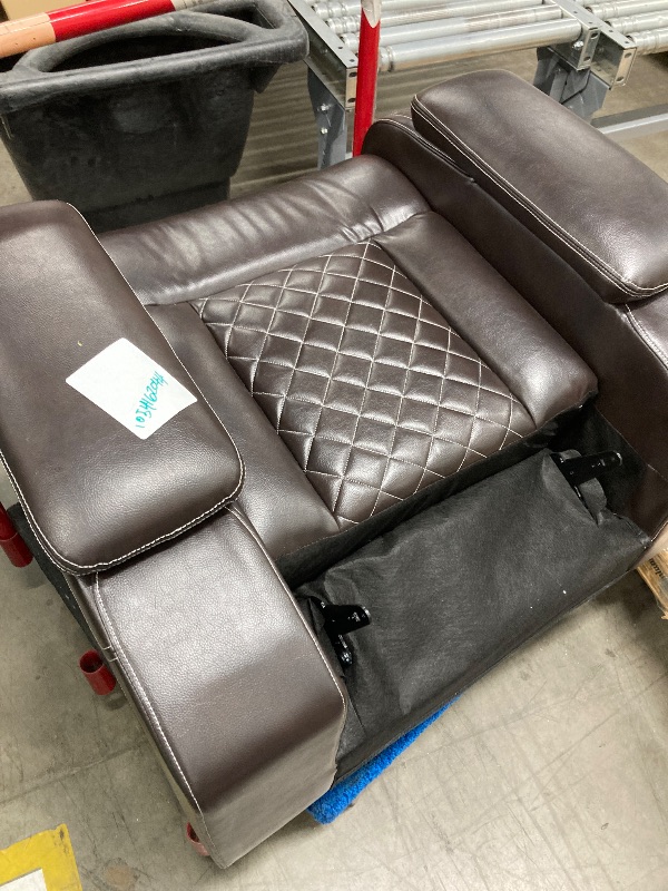 Photo 1 of ***PARTS ONLY SELLING AS IS*** Faux Leather Reclining Living Room Furniture Set, Included Single Recliner Chair and Manual Loveseat Sofa, Brown   ***(SOME SCUFFS/SCRATCHES, NOT IN BOX, NOT IN ORIGINAL PACKAGING )***