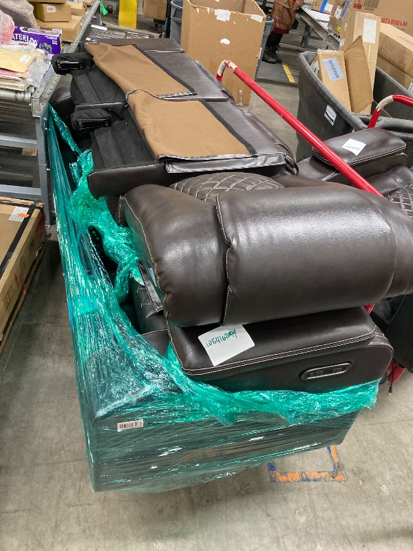 Photo 1 of ***PARTS ONLY SELLING AS IS*** Faux Leather Reclining Living Room Furniture Set, Included Single Recliner Chair and Manual Loveseat Sofa, Brown   ***(SOME SCUFFS/SCRATCHES, NOT IN BOX, NOT IN ORIGINAL PACKAGING )***