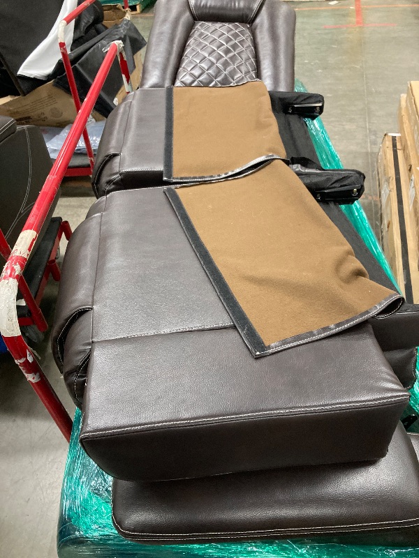 Photo 1 of ***PARTS ONLY SELLING AS IS*** Faux Leather Reclining Living Room Furniture Set, Included Single Recliner Chair and Manual Loveseat Sofa, Brown   ***(SOME SCUFFS/SCRATCHES, NOT IN BOX, NOT IN ORIGINAL PACKAGING )***