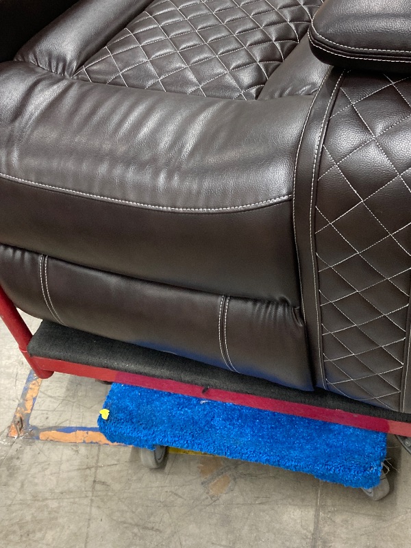 Photo 1 of ***PARTS ONLY SELLING AS IS*** Faux Leather Reclining Living Room Furniture Set, Included Single Recliner Chair and Manual Loveseat Sofa, Brown   ***(SOME SCUFFS/SCRATCHES, NOT IN BOX, NOT IN ORIGINAL PACKAGING )***