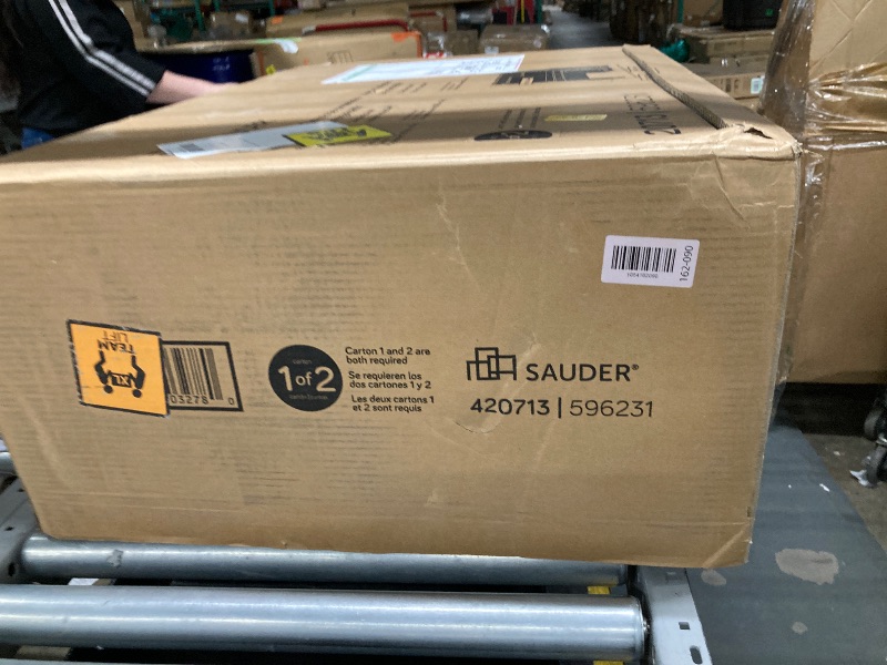 Photo 1 of ***only 1 carton of 2*** partial set Sauder Palladia Computer Desk with Hutch, Home Office Desk with Drawers, File Cabinet Storage Drawer, Cable Management, Keyboard Tray, in Vintage Oak finish