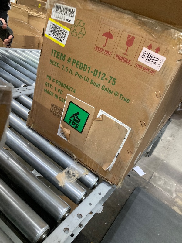 Photo 1 of **MISSING TOP SECTION***National Tree Company 7.5 ft Pre-Lit Downswept Douglas Fir Artificial Christmas Tree, 750 LED Lights, PowerConnect, Foot Pedal, 10 Light Functions, 1,867 Tips, Includes Stand, Green