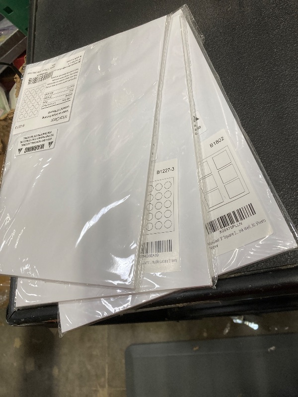 Photo 1 of **2 ROUND AND ONE SQUARE PACK***MaxGear 1.5" Round Sticker Labels, for Inkjet or Laser Printer, Matte White Printable Labels Sheets, Strong Adhesive, Dries Quickly, Holds Ink Well, 30 Sheets, 600 Pcs(3PACK)