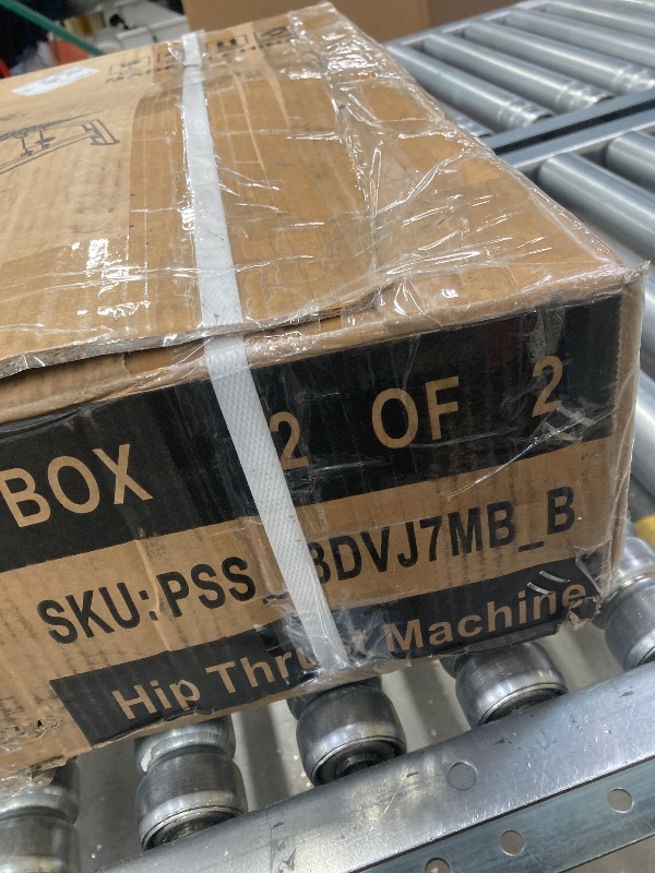 Photo 1 of ***BOX 2 OF 2 MISSING BOX 1 OF 2 -SELLING AS IS PARTS ONLY*** 
Hip Thrust Machine, 900LBS Capacity Glute Machine with Adjustable Footboard & Weight Holder, Heavy Duty Home Gym Equipment for Gluteus Building, Butt Shaping and Strength Training  ***(BOX RIP