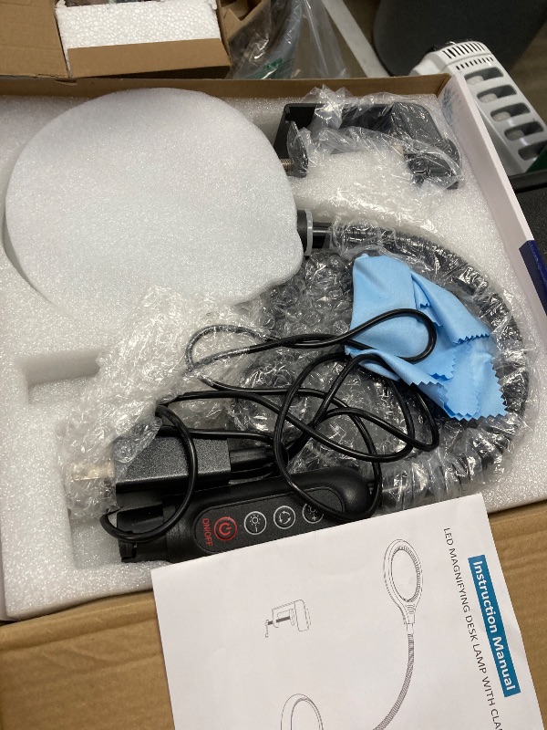 Photo 1 of 10X Magnifying Glass with Light and Stand, LED 5 Color Modes, Brightness Stepless Dimming Lighted Magnifier Hands Free with Flexible Goose-neck Desk Clamp Lamp for Close Works, Crafts, Hobby, Painting