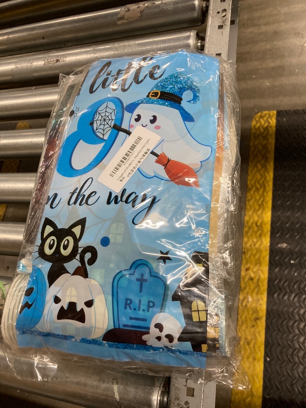 Photo 1 of 197pcs Halloween Little Boo Baby Shower Decorations for Boy,A Little Boo is On The Way Tableware, Halloween Baby Shower Party Supplies Disposable Paper Plates,Napkins,Tablecloth,Cups,Cake Topper,Forks