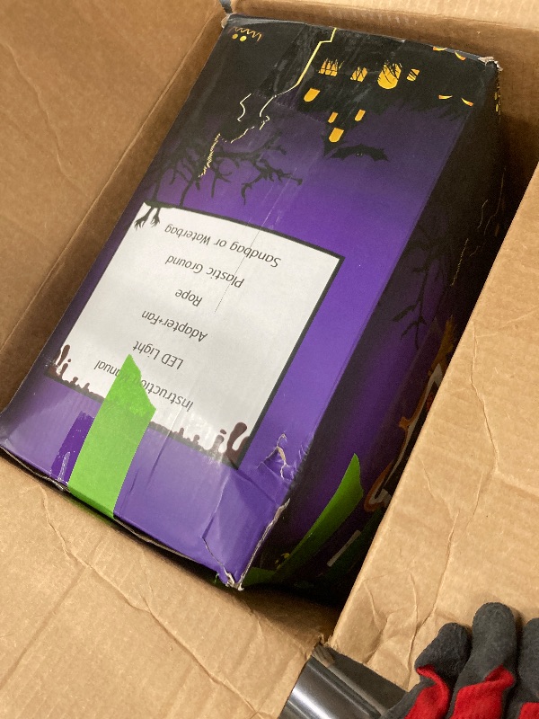 Photo 1 of 12FT Halloween Inflatable Giant Cemetery Archway with Grim Reaper, Pumpkin and Ghost Spooky Scary Party Blow Up Arch Outdoor Decoration with LED for Graveyard, Garden, Outside Lawn