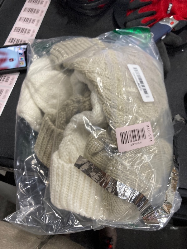 Photo 1 of 18 Inches Christmas Stockings Knit Xmas Stockings Large Fireplace Hanging Stockings for Family Christmas Decoration (Ivory,Khaki, 4)