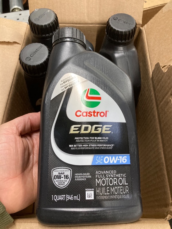 Photo 1 of **missing part onlyn 4 Castrol EDGE 0W-16 Advanced Full Synthetic Motor Oil, 1 Quart, Pack of 6