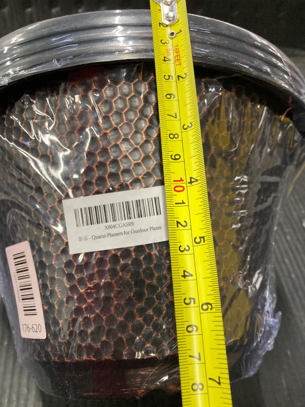 Photo 1 of ***MISSING THE SAUCERS***Quarut 12 Inch Pots for Plants,4 Pack Large Flower Pots with Drainage Hole. Modern Planters for Indoor Outdoor Plants,Decorative Resin Garden Pots Brown***MISSING THE SAUCERS***