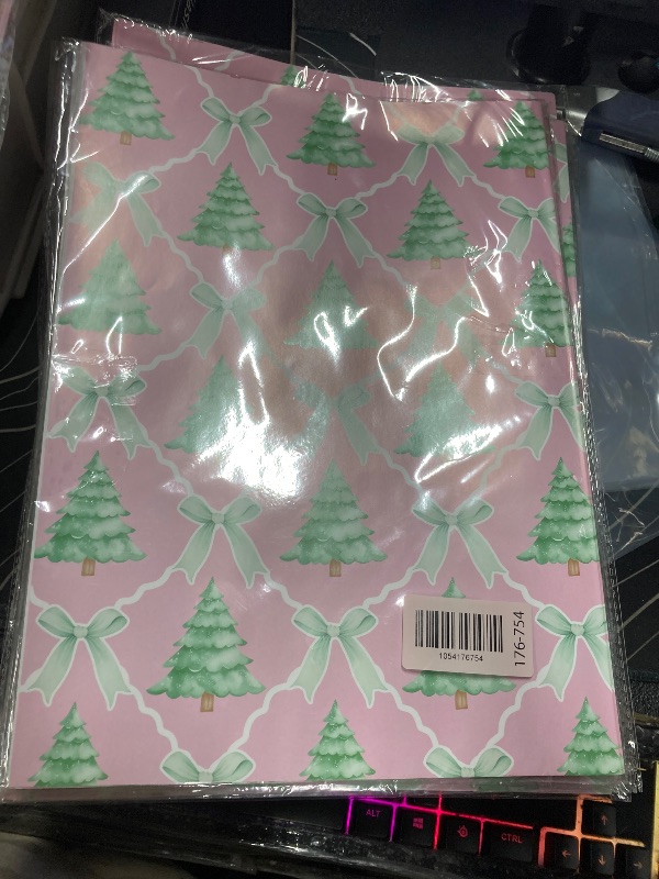 Photo 1 of ******2 PIECE******WRAPLULU Pink Christmas Tree Wrapping Paper - 4 Jumbo Sheets, 28 * 40 Inches - Pink Bow Xmas Gift Wrapping Paper, Perfect for Girls Christmas, Birthdays, and Winter Celebrations