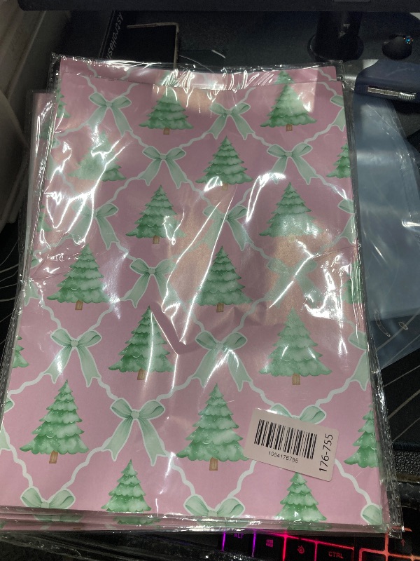 Photo 1 of ******2 PIECE******WRAPLULU Pink Christmas Tree Wrapping Paper - 4 Jumbo Sheets, 28 * 40 Inches - Pink Bow Xmas Gift Wrapping Paper, Perfect for Girls Christmas, Birthdays, and Winter Celebrations