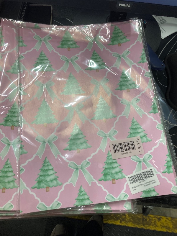 Photo 1 of ******2 PIECE******WRAPLULU Pink Christmas Tree Wrapping Paper - 4 Jumbo Sheets, 28 * 40 Inches - Pink Bow Xmas Gift Wrapping Paper, Perfect for Girls Christmas, Birthdays, and Winter Celebrations