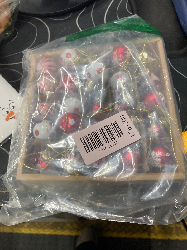 Photo 1 of 1 Inch Mini Red & White Peppermint Glass Ball Christmas Ornaments Set of 25 Balls | Miniature Christmas Tree Ornaments | Rustic Christmas Decorations | Mini Christmas Tree Decorations for Small Trees