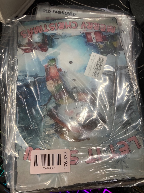 Photo 1 of ******2 PIECE*****Merry Christmas Rustic Snowman Decor Winter Decor Vintage Christmas Let It Snow Tin Sign For Home Kitchen 8×12 Inches