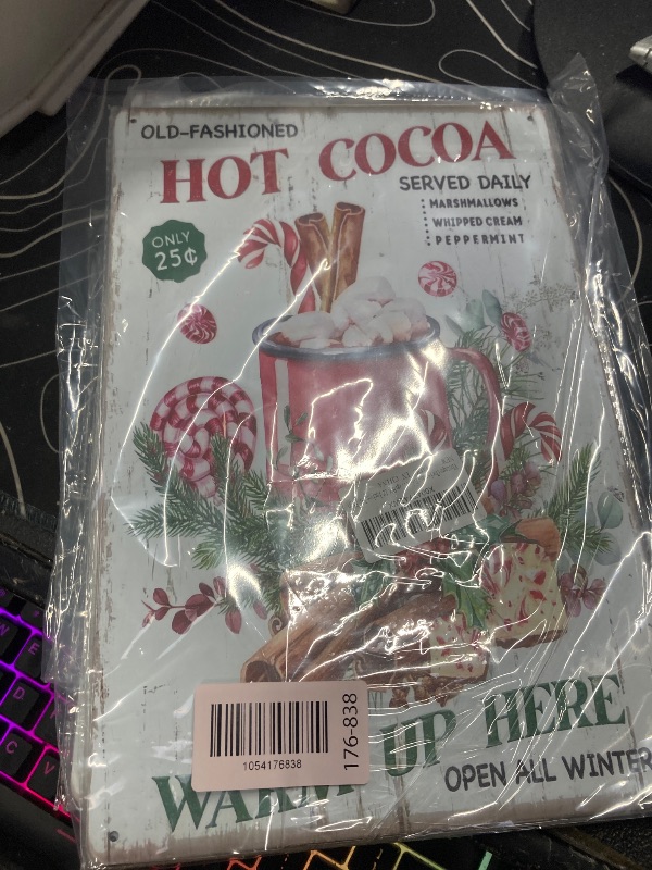 Photo 1 of ******2 PIECE*****Vintage Christmas Bakery Decor Hot Cocoa Traditional Christmas Decor Retro Kitchen Bakery Decorations For Home Cafe Shop 8×12 Inches Tin Sign
