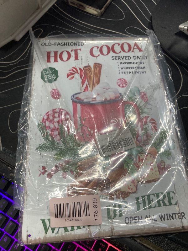Photo 1 of ******2 PIECE*****Vintage Christmas Bakery Decor Hot Cocoa Traditional Christmas Decor Retro Kitchen Bakery Decorations For Home Cafe Shop 8×12 Inches Tin Sign