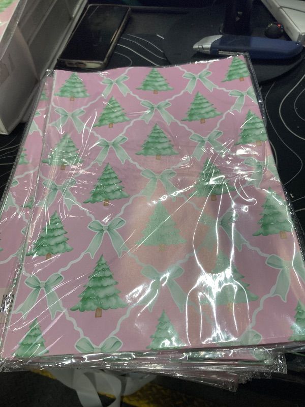 Photo 1 of ******2 PIECE*****WRAPLULU Pink Christmas Tree Wrapping Paper - 4 Jumbo Sheets, 28 * 40 Inches - Pink Bow Xmas Gift Wrapping Paper, Perfect for Girls Christmas, Birthdays, and Winter Celebrations